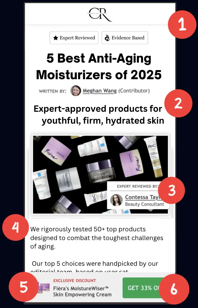 Cosmetics article page after redesign